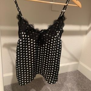 Brand new polka dot cami with lace trim